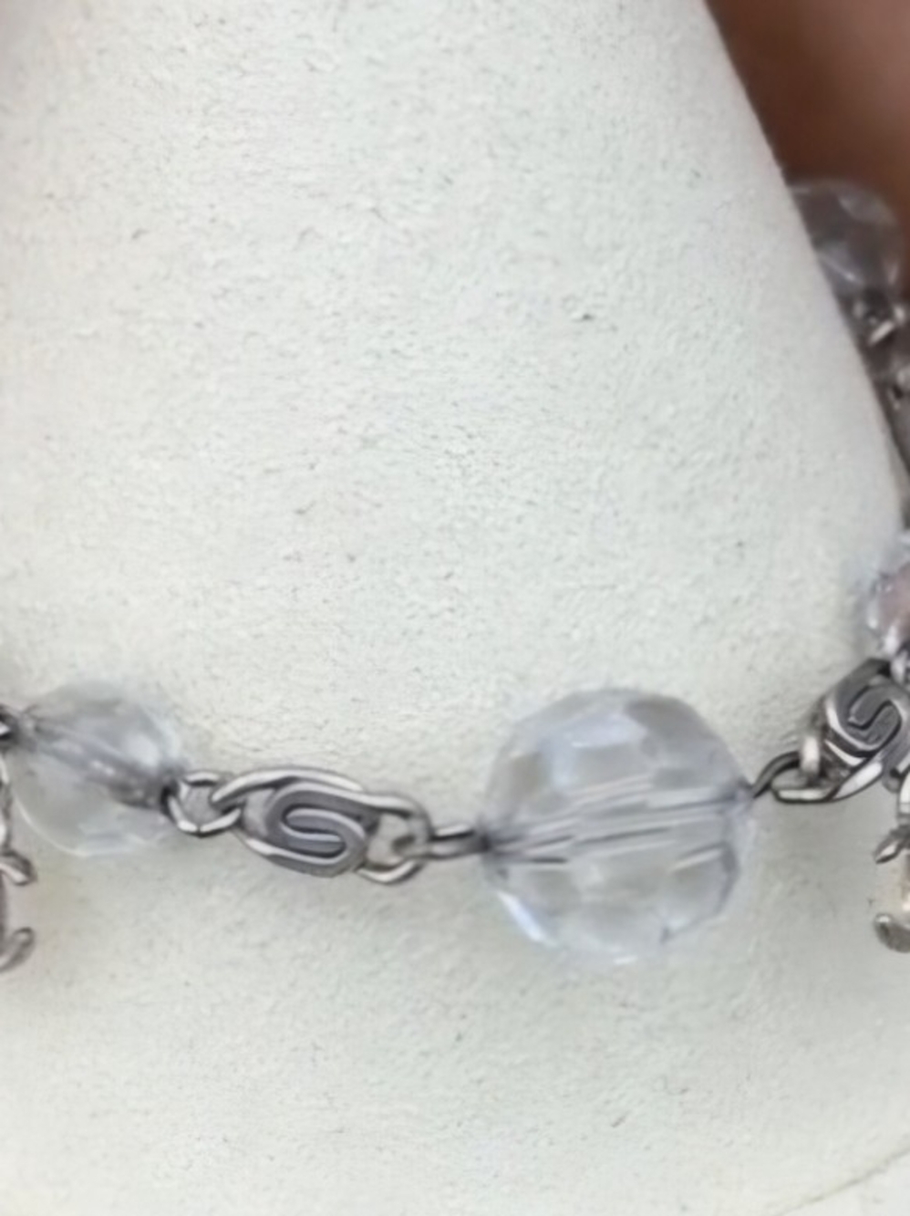 Crystal Bead Bracelet with Silver Links